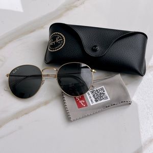 Ray Ban RB3447 Gold/ Black Polarized 53mm Round Sunglasses